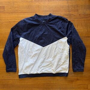 Nike Shield Pullover Windbreaker Lightweight Running Top Navy White XL